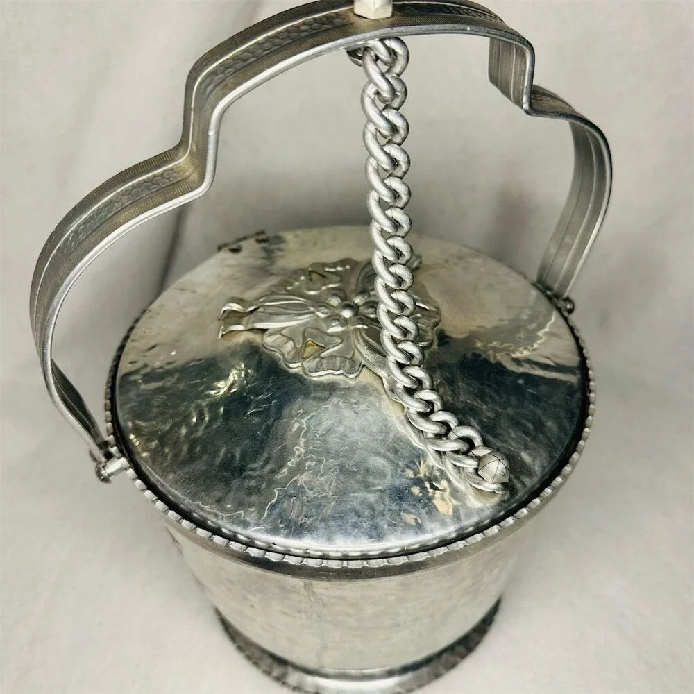 Rodney Kent‎ Hammered Aluminum Ice Bucket Mid-Century Modern Silver
